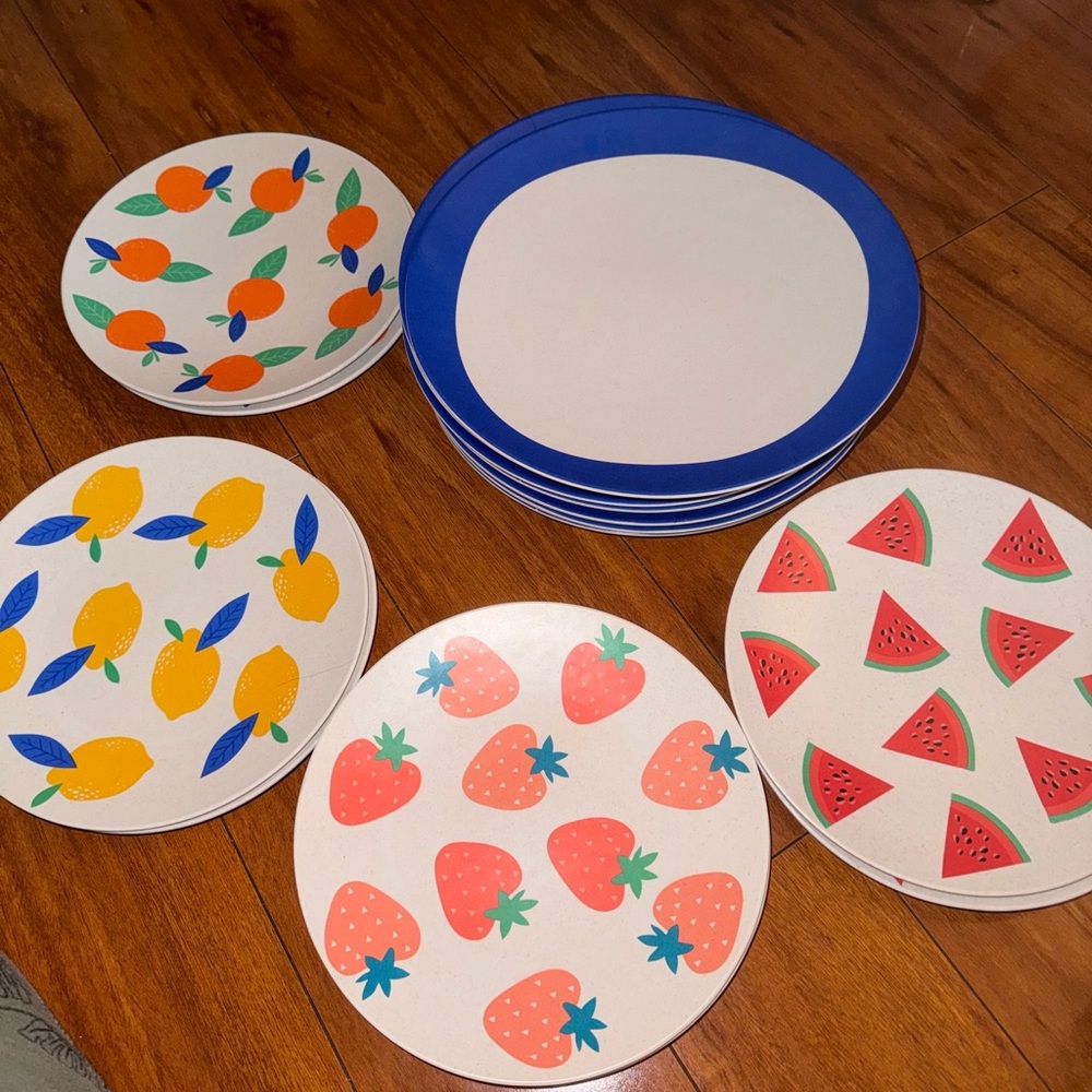 Mainstays Melamine Salad Plates in Fruit Pattern Set of summer Plates Beautiful